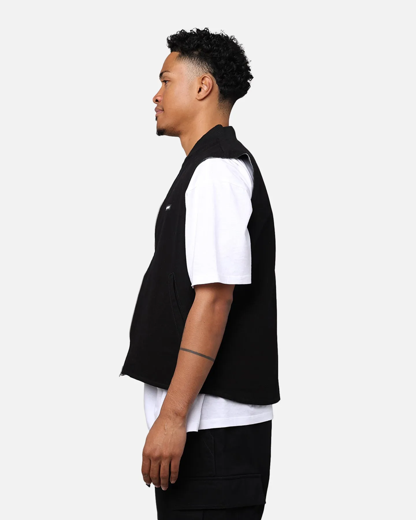 X-Large Ombre Plaid Reversible Vest Black